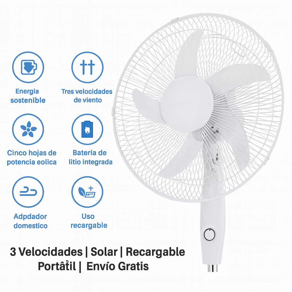 🚚 Ventilador Solar Portátil 🌞 – 3 Velocidades | Ecológico y Práctico | ¡Envío Gratis!